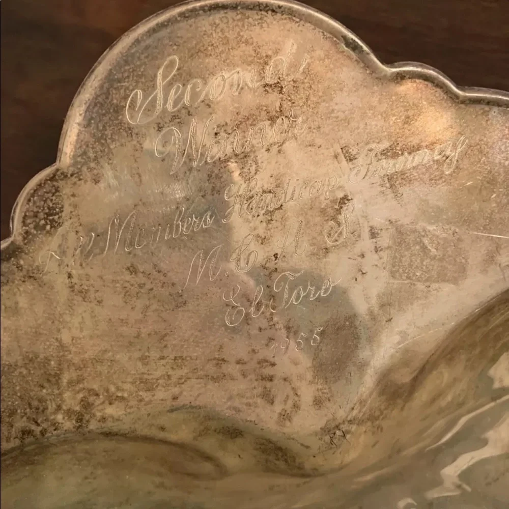 Vtg 1955 Shell Trophy Golf Silverplate Inscribed